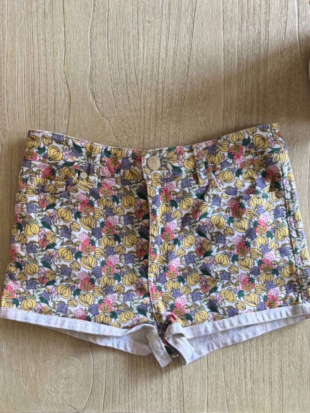 Floral & Fruity High-Rise Mini Jean Shorts from PJ by Peter Jensen 🍓